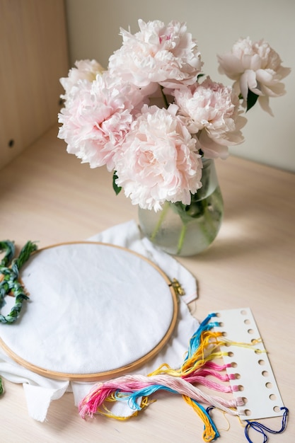 hoop with floral embroidery